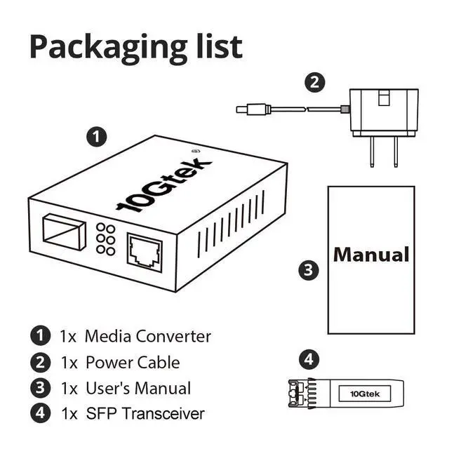 Alt view image 6 of 6 - Gigabit Ethernet Media Converter, SingleMode Dual LC Fiber to Ethernet RJ45 Converter for 10/100/1000Base-Tx to 1000Base-ZX, UL Certified, 1550-nm, up to 80-km
