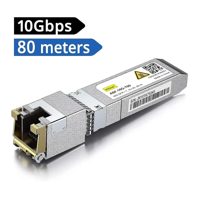 Alt view image 2 of 7 - 80-Meter LOW POWER 10GBase-T SFP+ to RJ-45 Transceiver, RJ45 to SFP+ Copper Ethernet CAT.6a Module, for Cisco SFP-10G-T-80, Ubiquiti UniFi, Netgear, D-Link and More