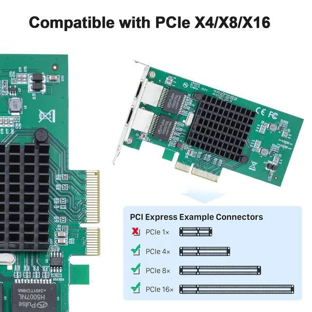Alt view image 3 of 6 - Gigabit Ethernet PCIe RJ45 Network Card, Compare to Intel E1G42ET