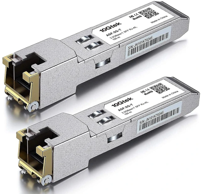 Main image of 2.5G SFP-T, 2.5GBase-T, SFP to RJ45 SFP, Compatible with Ubiquiti UniFi, Fortinet, Netgear, TP-Link and Other Open Switches,2 Pcs