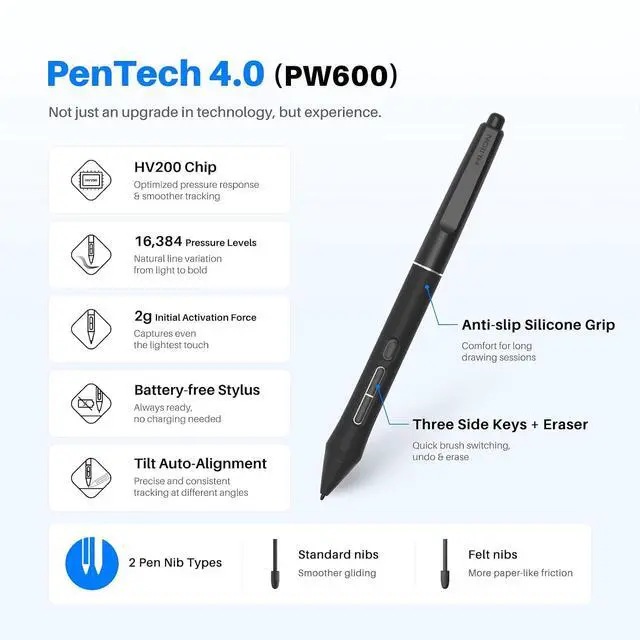 Alt view image 2 of 7 - Inspiroy Dial 2 V2 Bluetooth 5.0 Drawing Tablet, PenTech 4.0