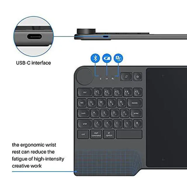 Alt view image 5 of 7 - Inspiroy Keydial KD200 Drawing Tablet and Palm Rejection Artist Glove