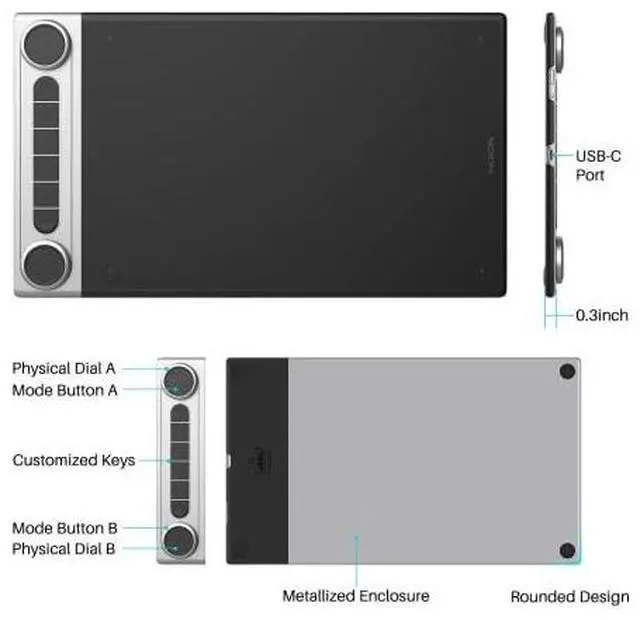 Alt view image 7 of 7 - Inspiroy Dial 2 Bluetooth Wireless Graphics Drawing Tablet with Dual Dials Bundle with Artist Glove for Digital Art, Animation and Graphics Design