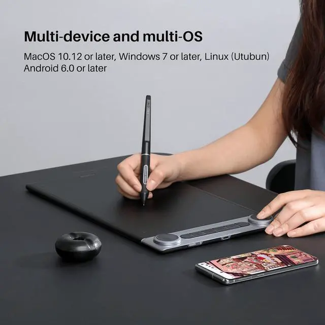 Alt view image 6 of 7 - Inspiroy Dial 2 Bluetooth Wireless Graphics Drawing Tablet with Dual Dials Bundle with Artist Glove for Digital Art, Animation and Graphics Design