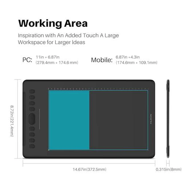 Alt view image 4 of 7 - Inspiroy H1161 Graphics Drawing Tablet and Skeleton Artist Glove