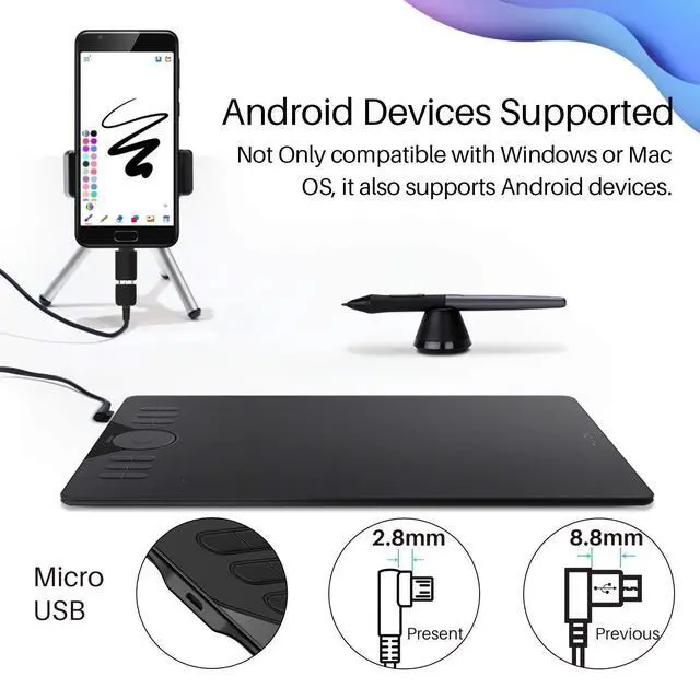 Alt view image 3 of 7 - HS610 Graphics Drawing Tablet Android Devices Supported Tilt Function and ST300 Adjustable Drawing Tablet Stand