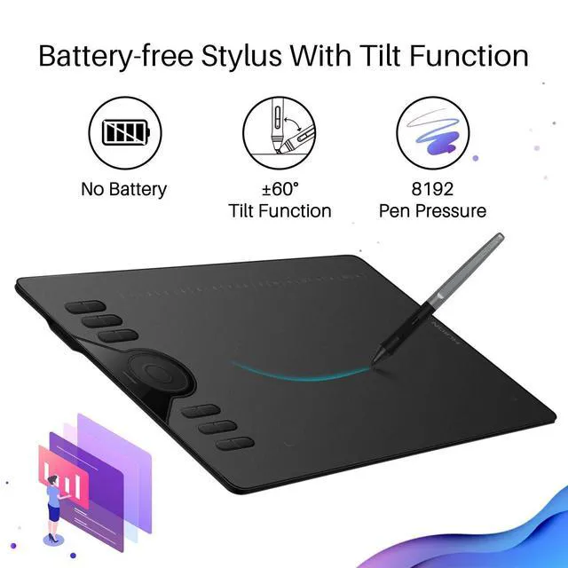 Alt view image 5 of 7 - HS610 Graphics Drawing Tablet Android Devices Supported Tilt Function and ST300 Adjustable Drawing Tablet Stand