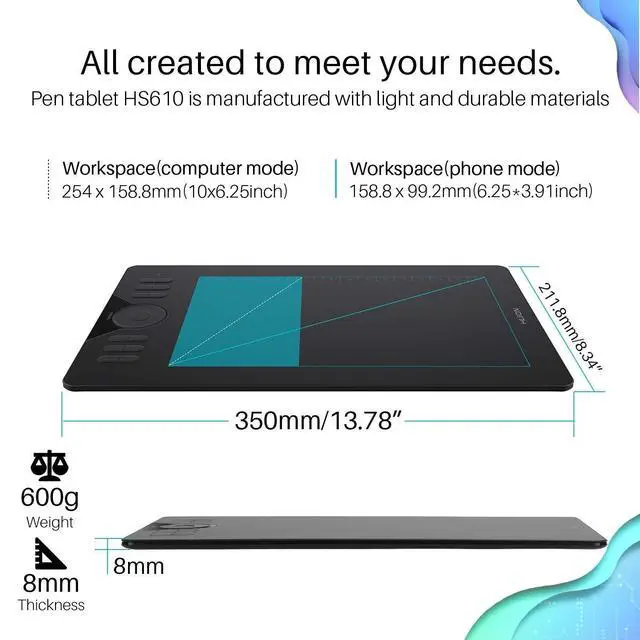Alt view image 6 of 7 - HS610 Graphics Drawing Tablet Android Devices Supported Tilt Function and ST300 Adjustable Drawing Tablet Stand