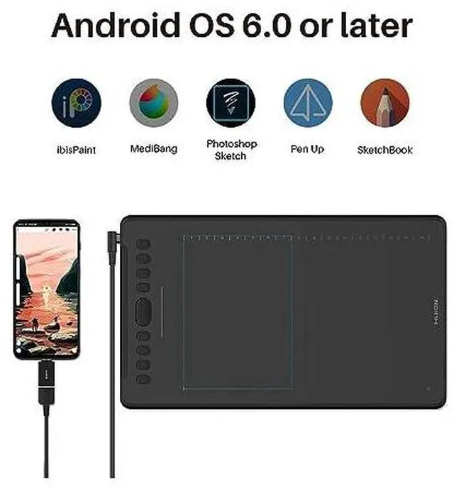 Alt view image 3 of 7 - Inspiroy H1161 Graphics Drawing Tablet, Touch Strip and 8192 Pen Pressure Sketch Tablet with Battery-Free Stylus,10 Shortcut Keys and Large Size Glove