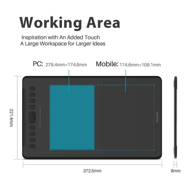 Alt view image 4 of 7 - H1161 Drawing Tablet and Palm Rejection Artist Glove