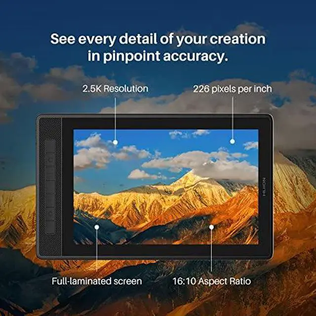 Alt view image 2 of 7 - Kamvas Pro 13 2.5K QHD Graphics Monitor Drawing Tablet with Screen QLED Full Lamination Battery-Free Stylus, 13.3inch Digital Drawing Tablet with Keydial Remote Bluetooth Programmable Keypad
