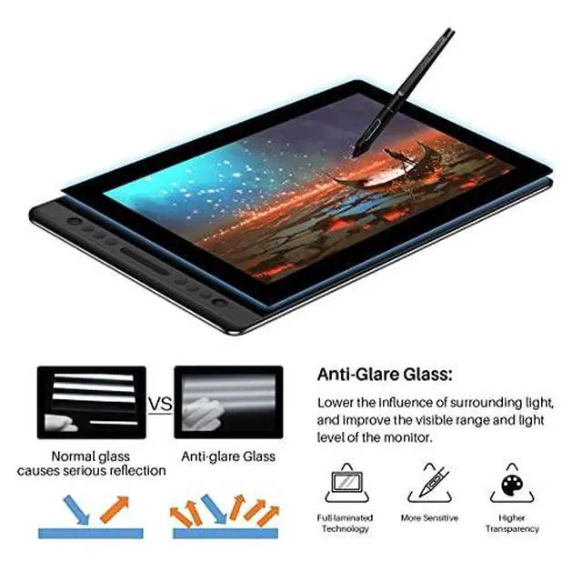 Alt view image 2 of 7 - KAMVAS Pro 16 Drawing Tablet with Screen, 15.6 inch Pen Display Anti-Glare Glass 6 Shortcut Keys Adjustable Stand, Keydial Remote Bluetooth Programmable Keypad
