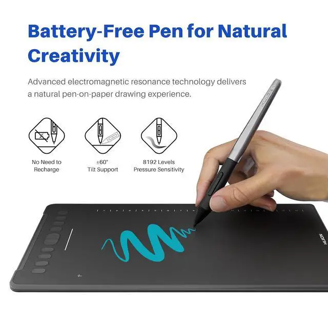 Alt view image 3 of 7 - Inspiroy H1161 Graphics Drawing Tablet with Touch Strip, 11x6.87 Inch