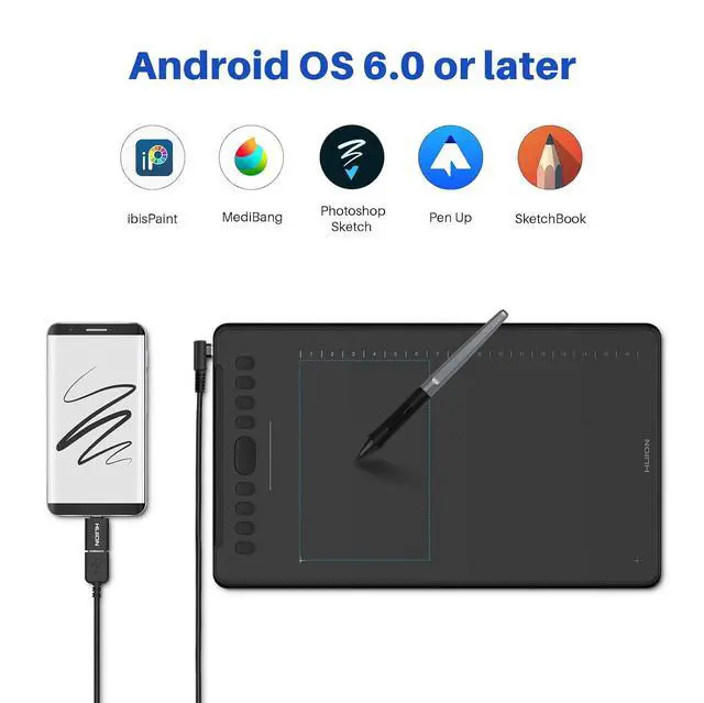 Alt view image 6 of 7 - Inspiroy H1161 Graphics Drawing Tablet with Touch Strip, 11x6.87 Inch