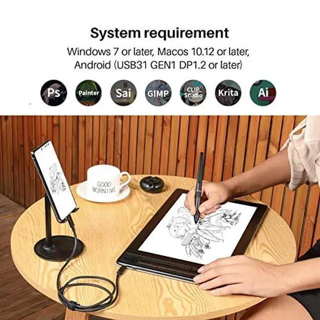 Alt view image 7 of 7 - Kamvas Pro 13 2.5K QHD Graphics Monitor Drawing Tablet and 10 Pack Replacement Nibs PN05A