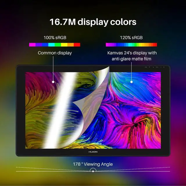 Alt view image 3 of 7 - Kamvas 24 QHD Drawing Tablet with Screen, 2.5K Graphics Art Tablet, 23.8inch Drawing Monitor USB-C Connection for Artist, Work with Mac, Windows, Linux, Android