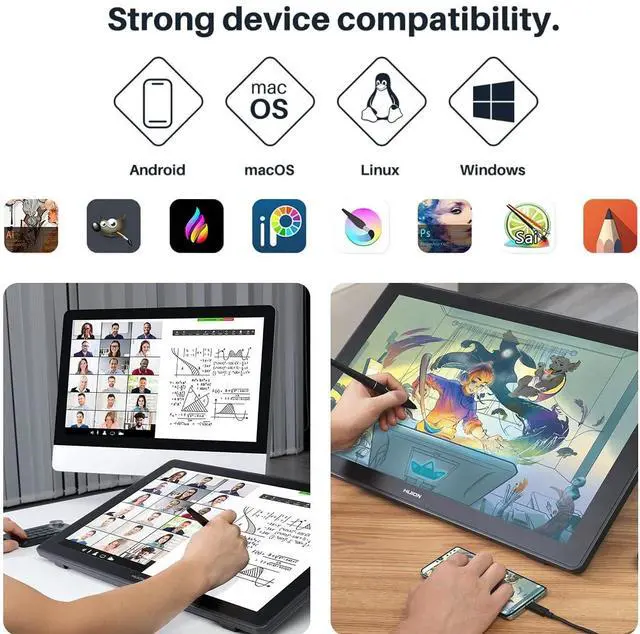 Alt view image 5 of 7 - Kamvas 24 QHD Drawing Tablet with Screen, 2.5K Graphics Art Tablet, 23.8inch Drawing Monitor USB-C Connection for Artist, Work with Mac, Windows, Linux, Android
