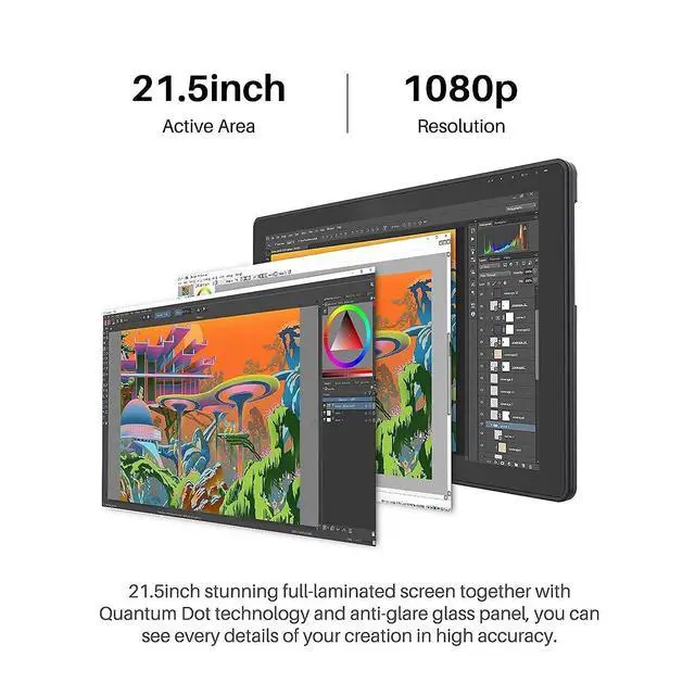 Alt view image 4 of 7 - KAMVAS 22 Plus Full-Laminated Graphics Drawing Tablet with Screen 140% s RGB Android Support Battery-Free Stylus 8192 Pen Pressure Tilt Adjustable Stand - 21.5inch