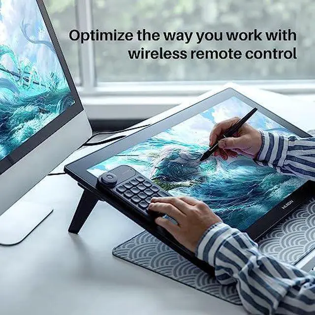 Alt view image 4 of 6 - Kamvas Pro 24 4K UHD Graphics Drawing Tablet with Full-Laminated Screen Anti-Glare Glass, Battery-Free Stylus, Keydial Mini KeyPad and Keydial Remote Bluetooth Programmable Keypad