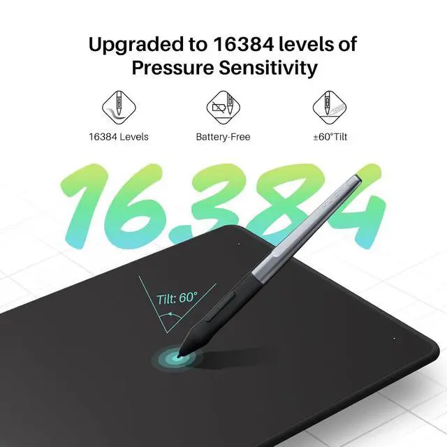 Alt view image 2 of 7 - Inspiroy H950P 8x5 inch Drawing Tablet 16384 Pen Pressure