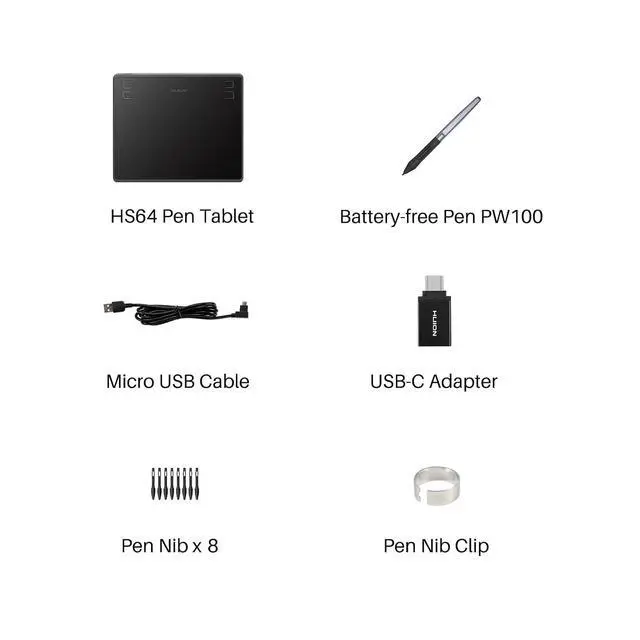Alt view image 7 of 7 - HS64 OSU Drawing Tablet 16384 Pen Pressure