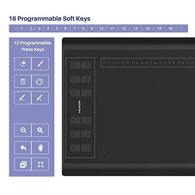 Alt view image 4 of 7 - Inspiroy H1060P Graphics Drawing Tablet with 2 PCS Digital Pen PW100, OTG Adapter Included