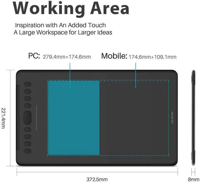 Alt view image 4 of 7 - Inspiroy H1161 Graphics Drawing Tablet with Digital Pen PW100 and 18PCS PN04 Replacement Pen Nibs