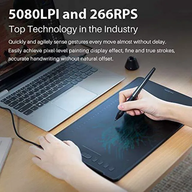 Alt view image 6 of 7 - Inspiroy H1161 Graphics Drawing Tablet with Digital Pen PW100 and 18PCS PN04 Replacement Pen Nibs