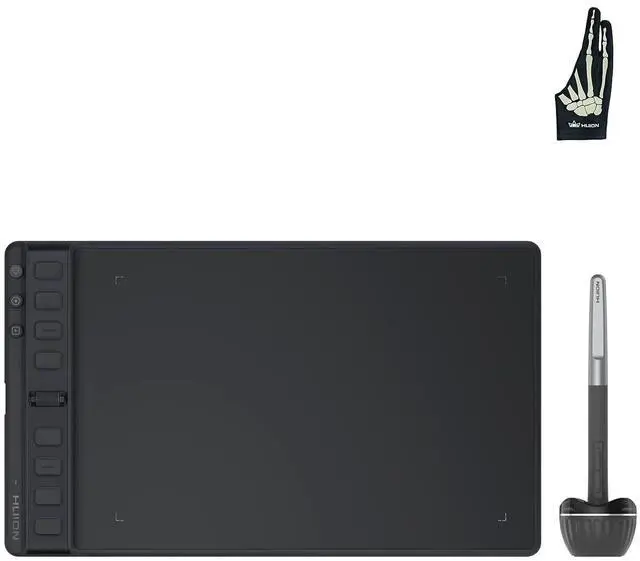Main image of Inspiroy 2 Medium Drawing Tablet with Scroll Wheel 8 Customized Keys, Skeleton Artist Glove