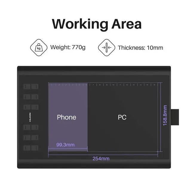 Alt view image 4 of 7 - Inspiroy H1060P Graphics Drawing Tablet and Palm Rejection Artist Glove