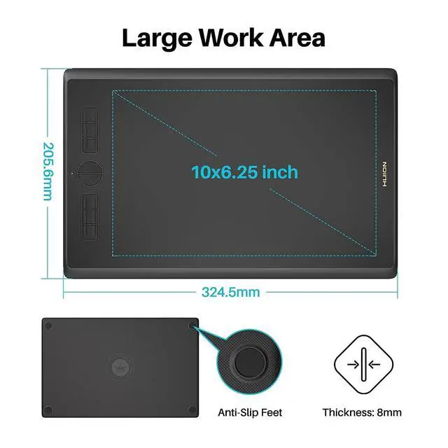 Alt view image 2 of 7 - Inspiroy H610X Drawing Tablet 10x6.25 Inch and ST300 Adjustable Drawing Tablet Stand