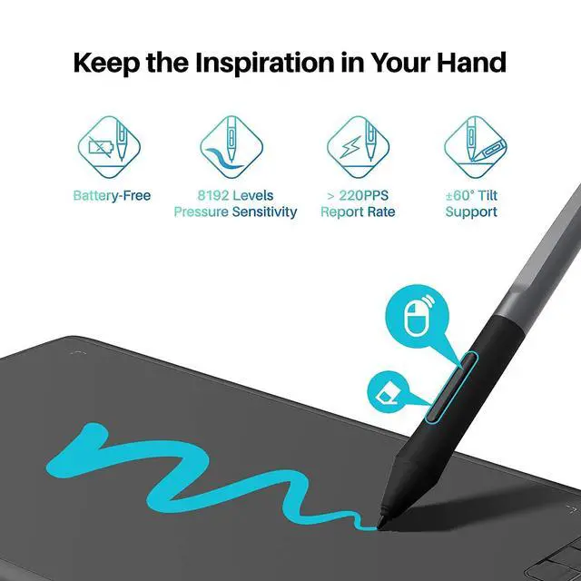 Alt view image 4 of 7 - Inspiroy H610X Drawing Tablet 10x6.25 Inch and ST300 Adjustable Drawing Tablet Stand