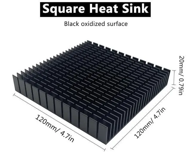 Alt view image 2 of 7 - JVFYI 120mm x 120mm x 20mm Aluminum Heatsink, Large Square Cooler for Router Cooling Base, Power Supply, IC, Graphics Card Memory Chip