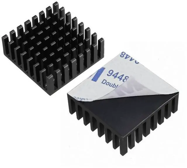 Alt view image 6 of 6 - JVFYI 25x25x10mm Aluminum Heatsink 10-Pack with Thermal Tape, Small Cooler for Electronics, IC, LED, CPU & PCB Components