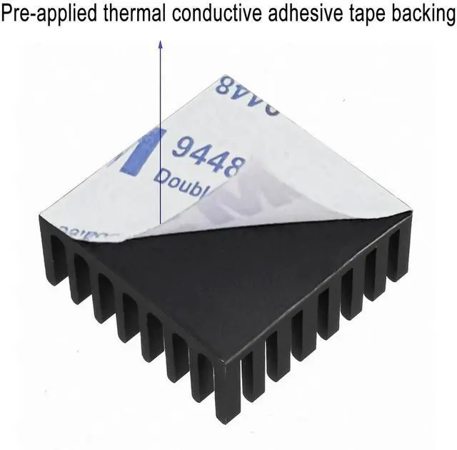 Alt view image 3 of 6 - JVFYI 25x25x10mm Aluminum Heatsink 10-Pack with Thermal Tape, Small Cooler for Electronics, IC, LED, CPU & PCB Components