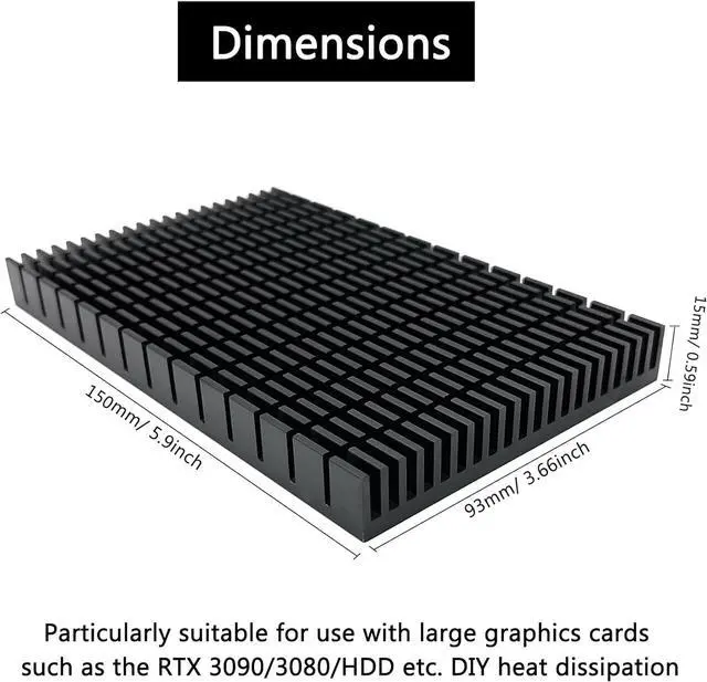 Alt view image 2 of 7 - JVFYI 150x93x15mm Large Aluminum Heatsink, High Power Cooler for GPU Backplate, PCB, LED Motherboard & Router Cooling
