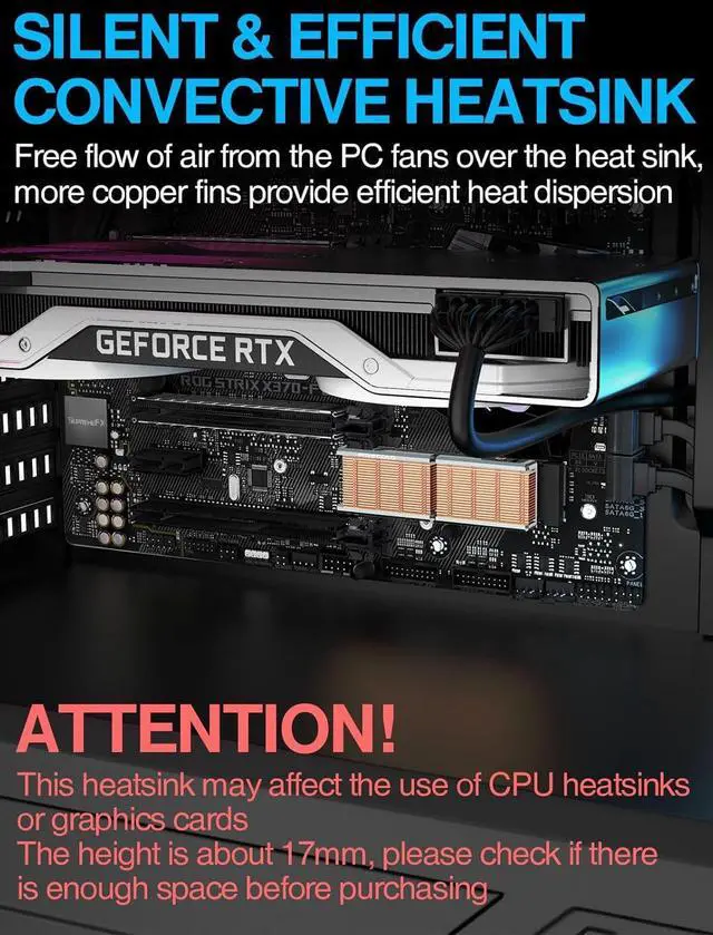 Alt view image 5 of 6 - JEYI Finscold Q80 All-Copper M.2 Heatsink, High-Performance Passive NVMe SSD Cooler with Copper Fins for PC/PS5, Compatible with Samsung 980 Pro/970 EVO, WD Black SN850