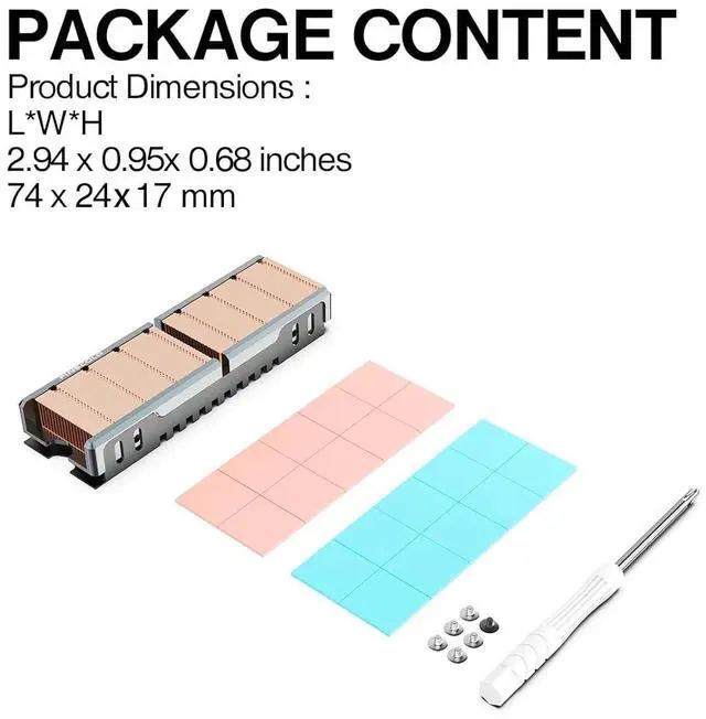 Alt view image 6 of 6 - JEYI Finscold Q80 All-Copper M.2 Heatsink, High-Performance Passive NVMe SSD Cooler with Copper Fins for PC/PS5, Compatible with Samsung 980 Pro/970 EVO, WD Black SN850