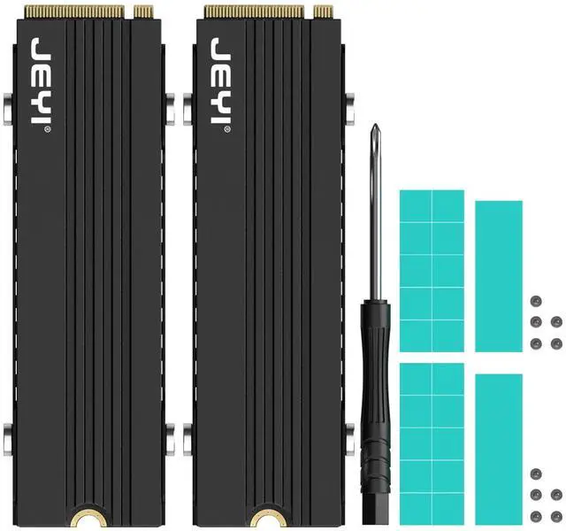 Main image of JEYI FinsCold 007 Ultra Slim M.2 Heatsink 2-Pack, 7mm Low-Profile Aluminum Cooler for PS5/mATX/Mini-ITX, Passive NVMe SSD Heat Sink with Convective Fins