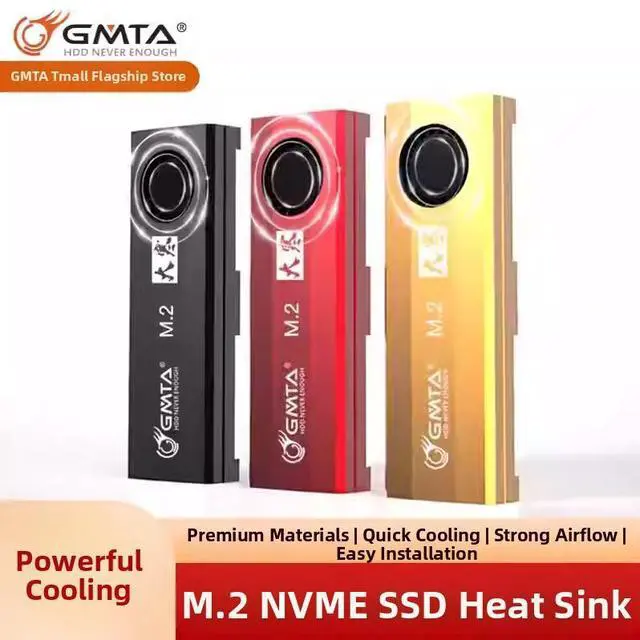 Alt view image 2 of 5 - GMTA Cold Dew M.2 SSD Cooler, Black NVMe Heatsink with Turbo Fan for SSD Active Cooling, Compatible with 2280 NGFF/NVMe