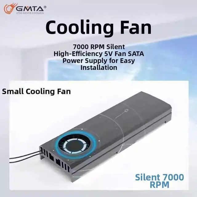 Alt view image 5 of 5 - GMTA Cold Dew M.2 SSD Cooler, Black NVMe Heatsink with Turbo Fan for SSD Active Cooling, Compatible with 2280 NGFF/NVMe