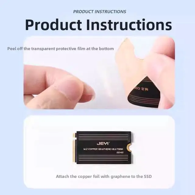 Alt view image 3 of 4 - JEYI 2242/2230 SSD Heatsink Kit, 2-Pack 0.15mm Ultra-Thin Graphene Copper Cooler for Laptop & Gaming Console