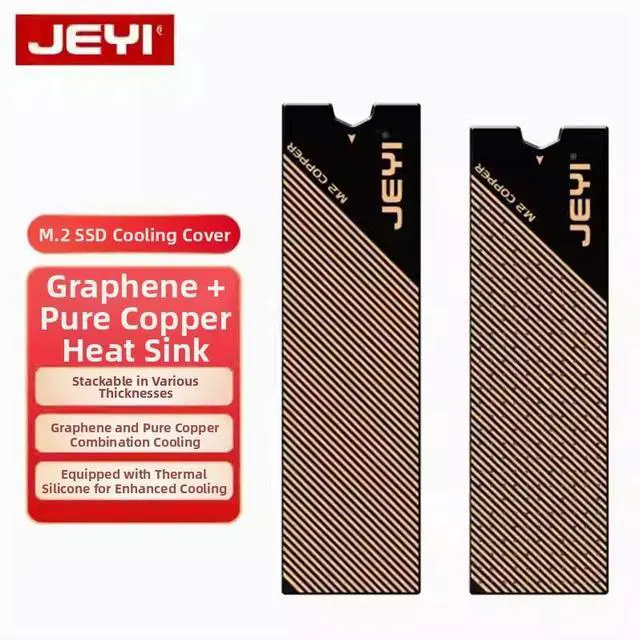 Main image of JEYI Copper-Graphene 2 M.2 SSD Heatsink Kit, Dual Copper Plates (1mm+0.8mm) for Double-Sided Cooling, Enhanced Cooler for Laptop/Desktop