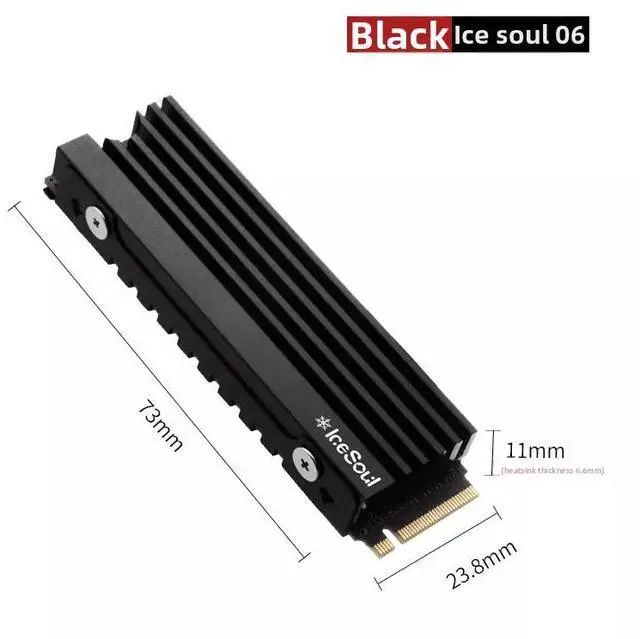 Alt view image 3 of 6 - JVFYI Ice Soul 06 Heatsink, Black Aluminum Cooler for PS5 Slim & Desktop 2280 SSD, Ultra-Thin Heat Spreader
