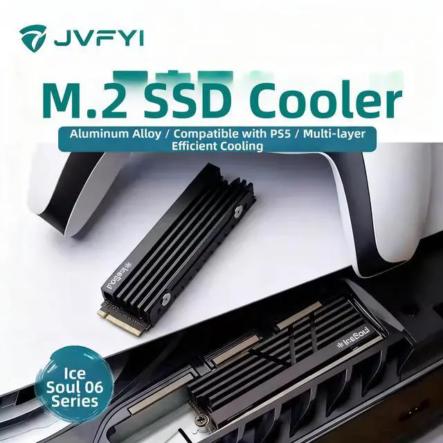 Alt view image 2 of 6 - JVFYI Ice Soul 06 Heatsink, Black Aluminum Cooler for PS5 Slim & Desktop 2280 SSD, Ultra-Thin Heat Spreader