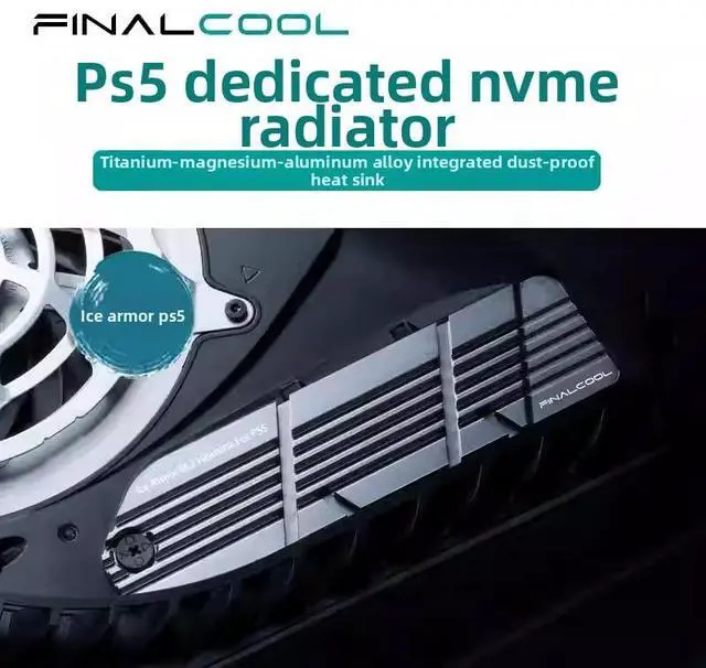 Alt view image 3 of 6 - FINALCOOL Ice Armor PS5 SSD Heatsink, Integrated PCIe 4.0 M.2 NVMe Cooler for Original PlayStation 5 Console, Dedicated Heat Spreader