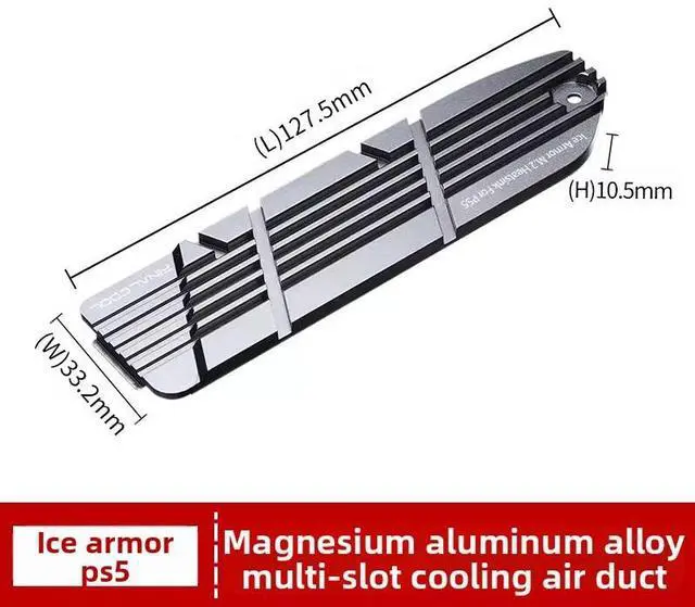 Alt view image 2 of 6 - FINALCOOL Ice Armor PS5 SSD Heatsink, Integrated PCIe 4.0 M.2 NVMe Cooler for Original PlayStation 5 Console, Dedicated Heat Spreader