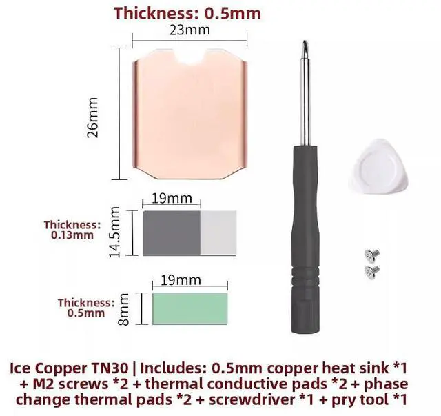 Main image of FINALCOOL M.2 2230 SSD Heatsink, Pure Copper Cooler for Steam Deck & Handheld Gaming NVMe SSD, Ultra-Thin Purple Copper Heat Spreader