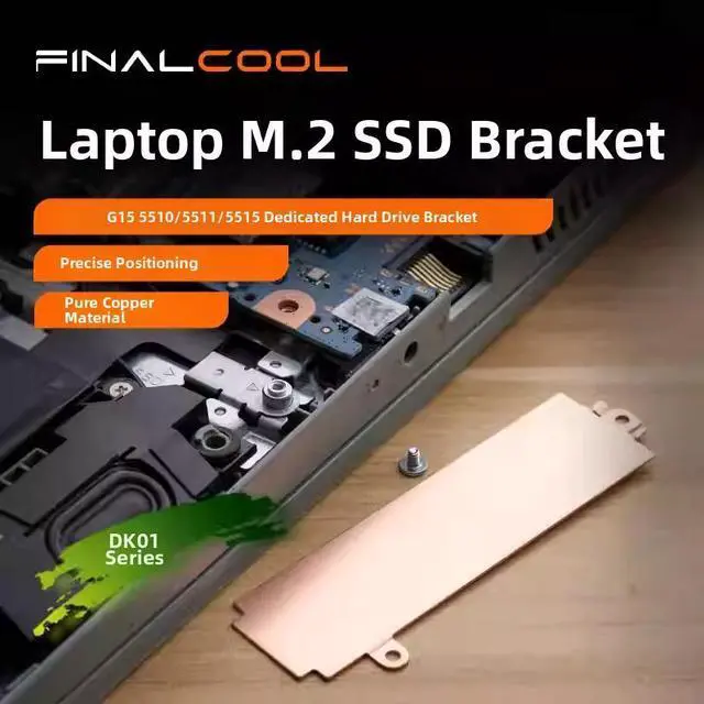 Alt view image 2 of 6 - FINALCOOL DK01 Alienware G15 5510/5511/5515 SSD Mounting Kit with 2280 Pure Copper Heatsink, Optimal Cooling Performance Bundle for Gaming Laptop