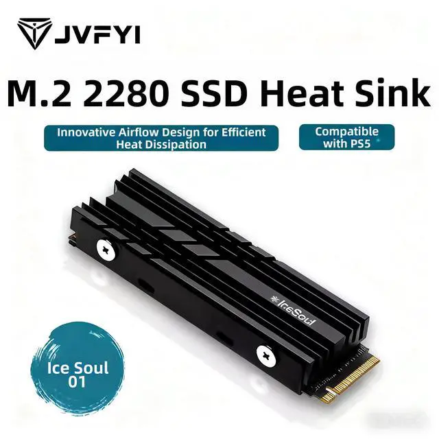 Alt view image 2 of 6 - JVFYI Ice Soul 01 M.2 2242 SSD Heatsink, Compact Dual-Side Cooler for PS5 Slim & Ultra-Thin Laptop NVMe SSD, Space-Optimized Heat Spreader